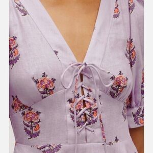 Floral Lace-Up Dress in Lavender